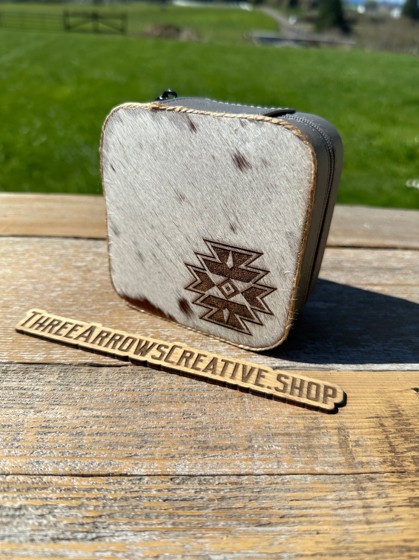 Gray Speckled Cowhide Jewelry Box