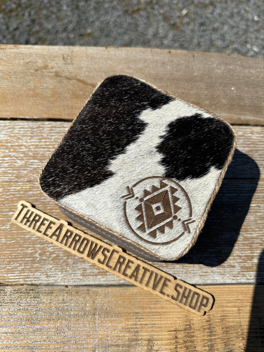 Gray with Black and White Cowhide Jewelry Box