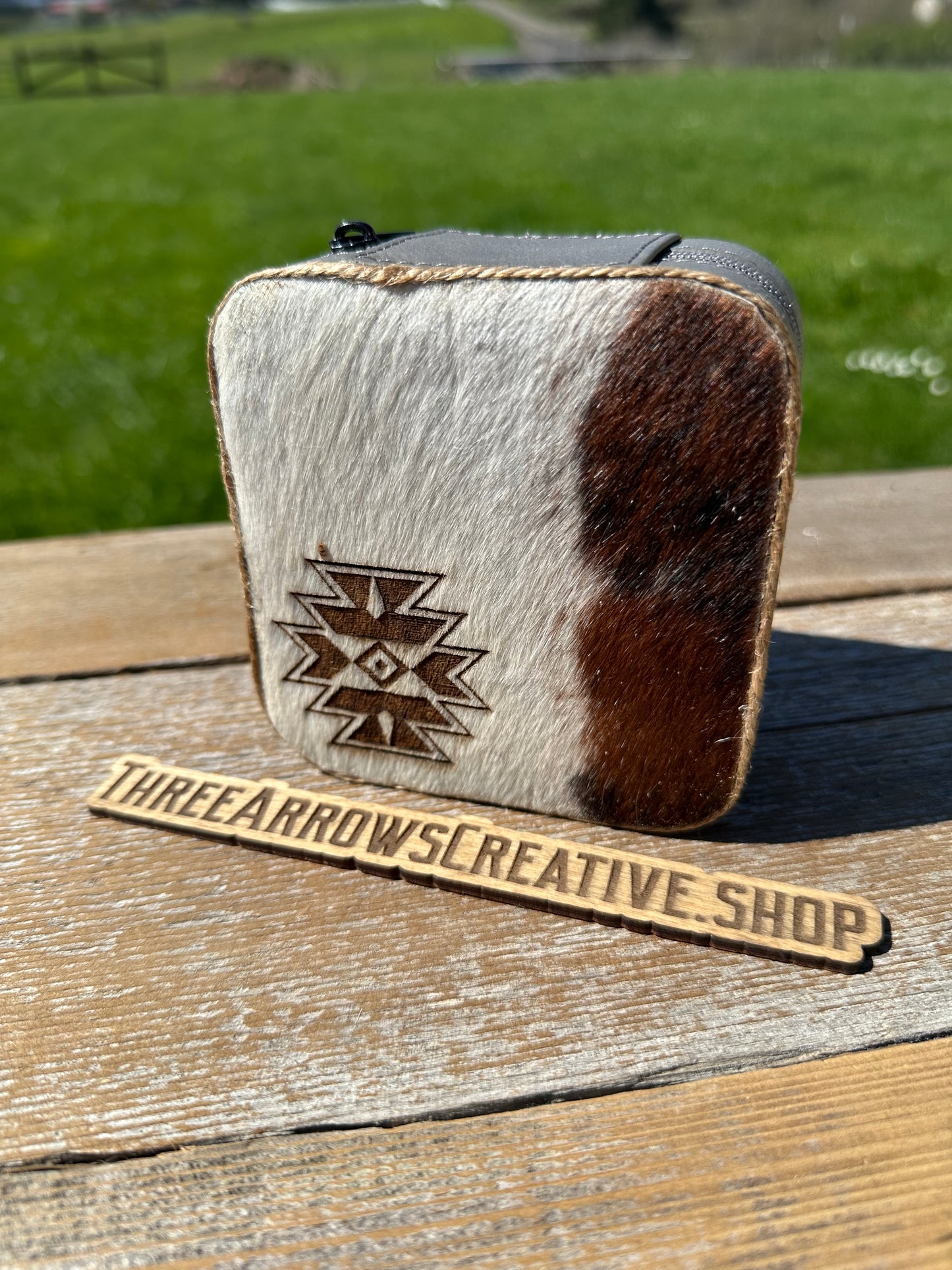 Gray Aztec Cowhide Jewelry Box