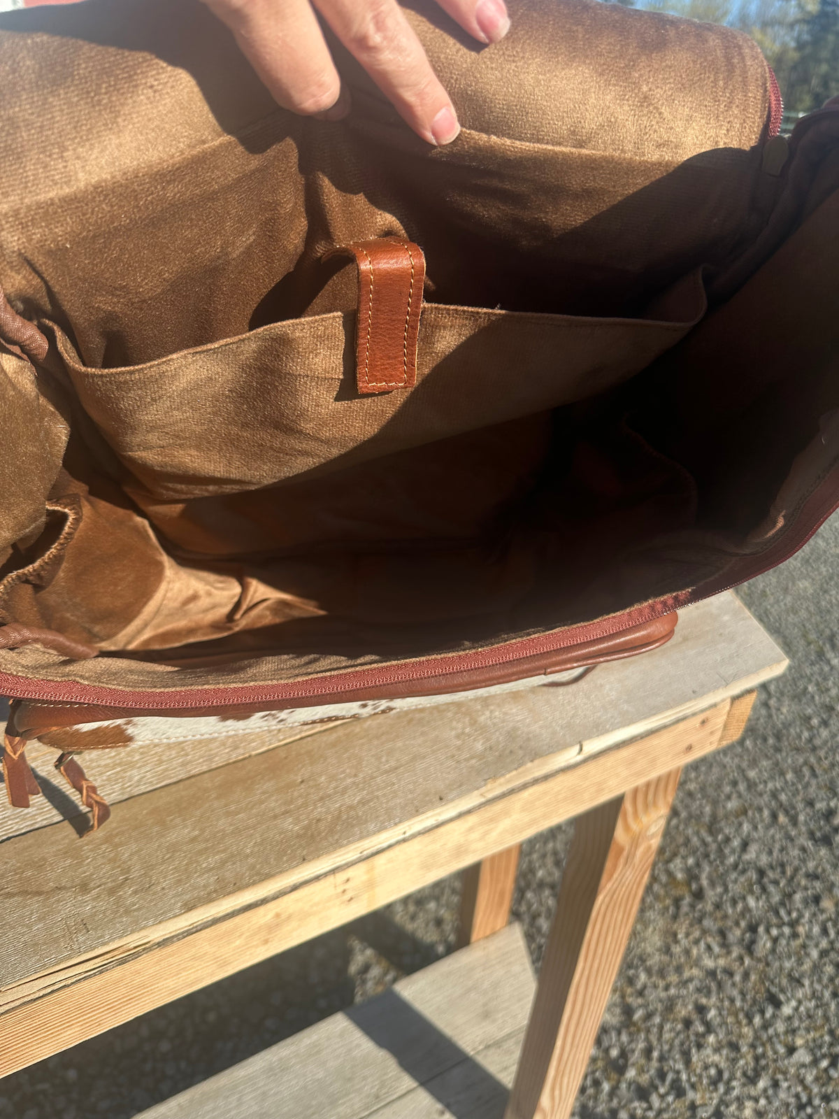 Leather and Cowhide Backpack With Longhorn Skull