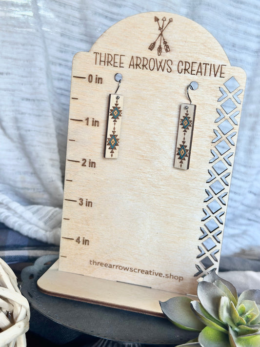 Desert Glyphs Wooden Bar Earrings