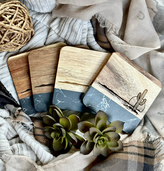 Desert Scene Marble Coaster Set