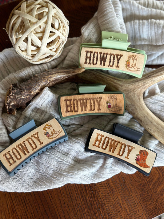 "HOWDY" Large Hair Claw Clip