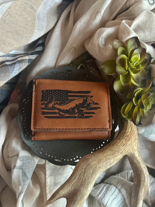 American Flag Fishing Trifold Wallet