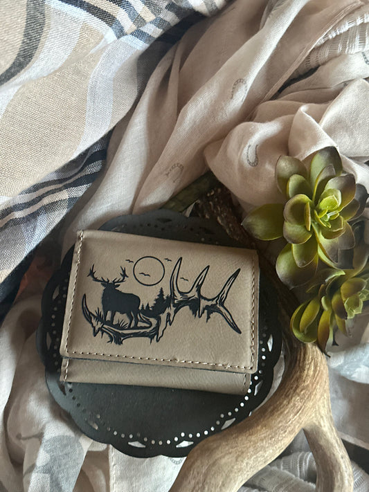 Elk With Antler Scene Trifold Wallet