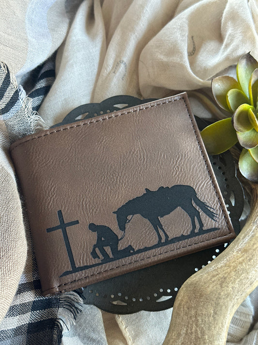 Kneeling At The Cross Bifold Wallet with ID Pocket