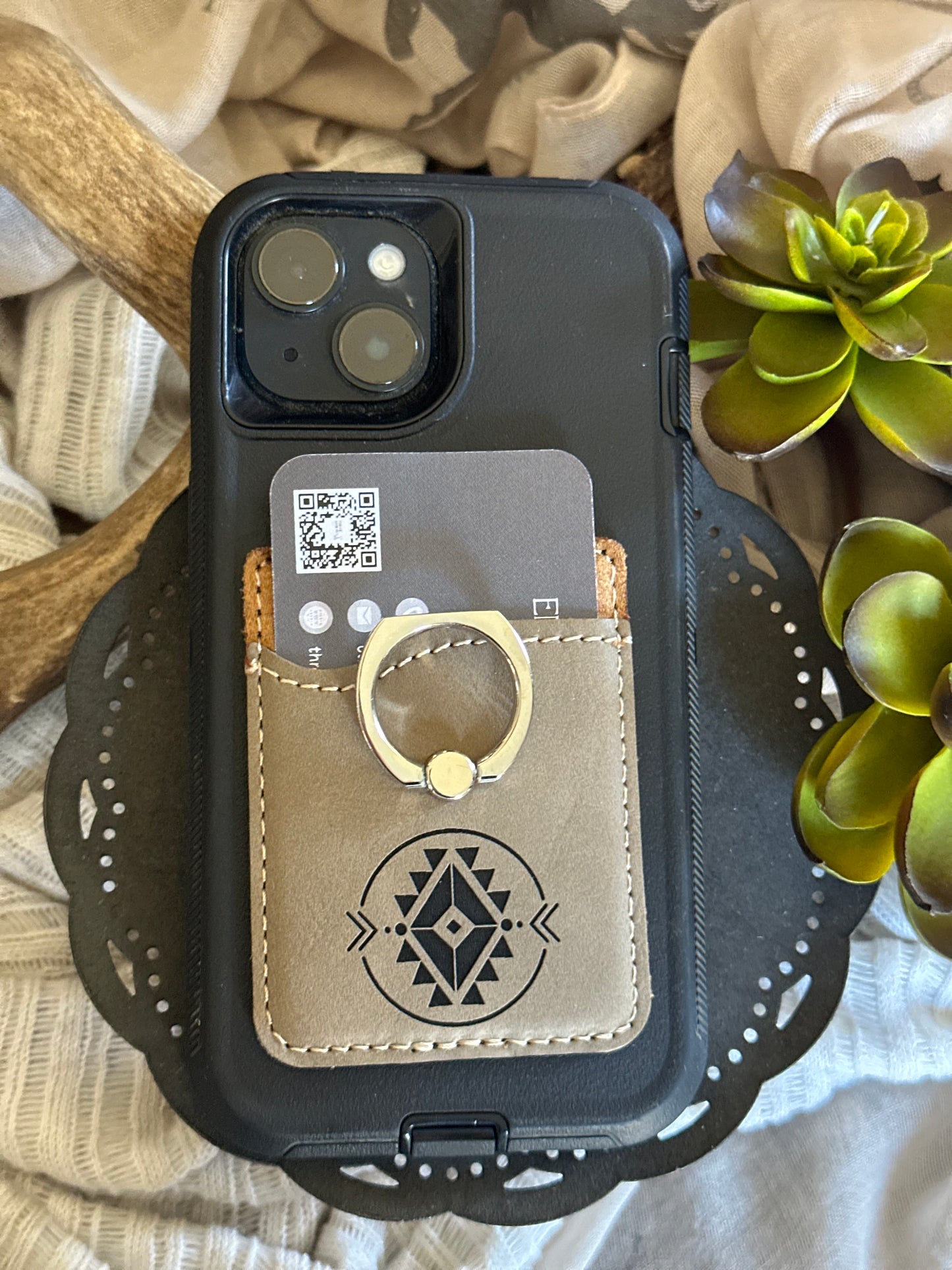 Aztec Phone Wallet With Silver Ring