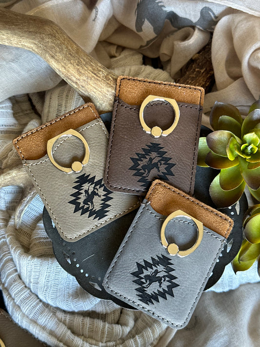 Bronc Riding Phone Wallet With Ring