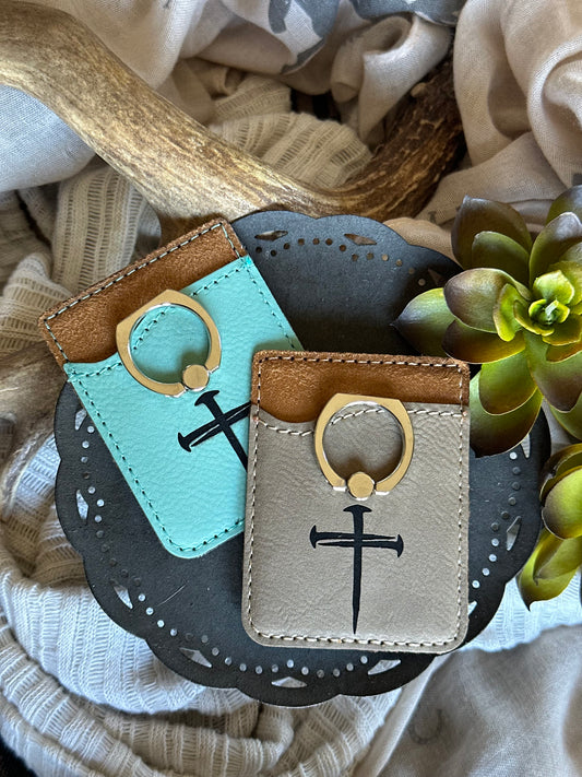 Three Nail Cross Phone Wallet With Ring