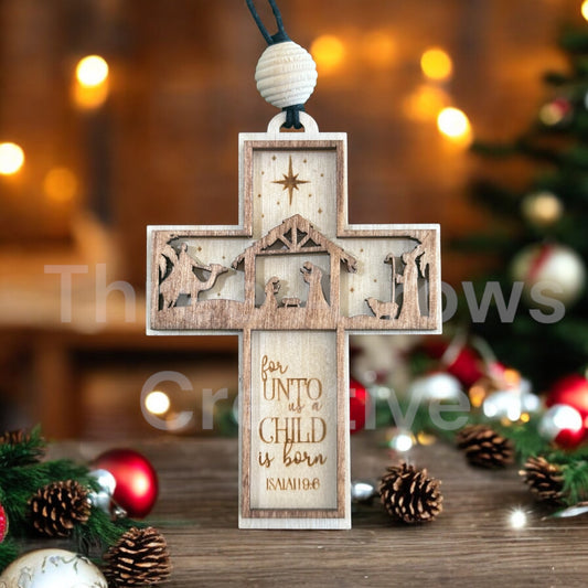 Unto Us Cross Ornament