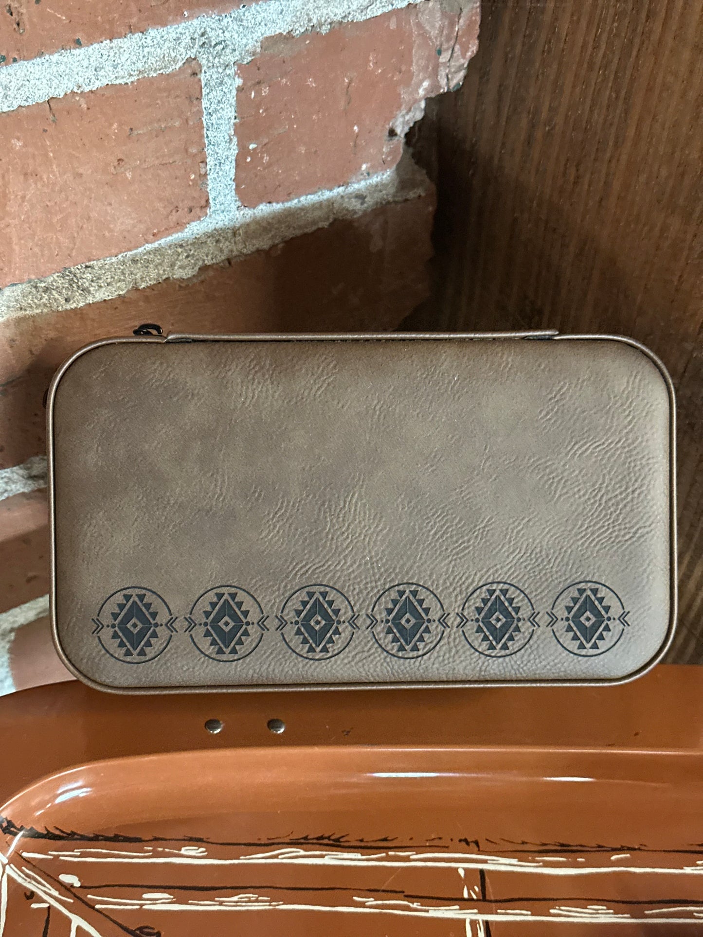 Large Brown Aztec Symbol Jewelry Box