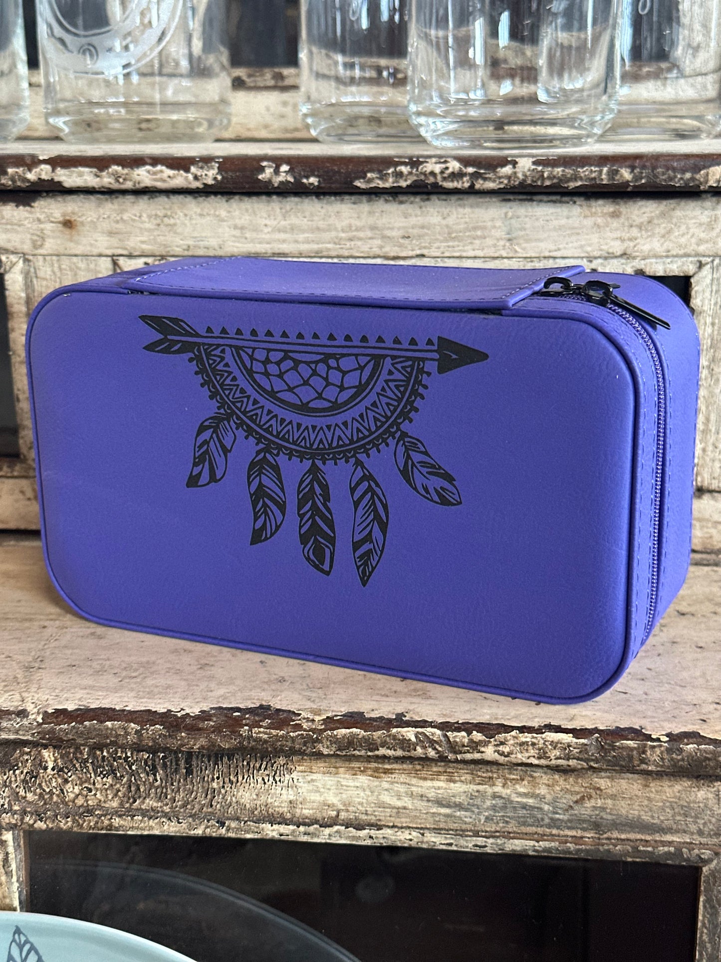 Large Purple Dreamcatcher Travel Jewelry Box