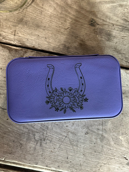 Large Purple Lucky Horseshoe Travel Jewelry Box