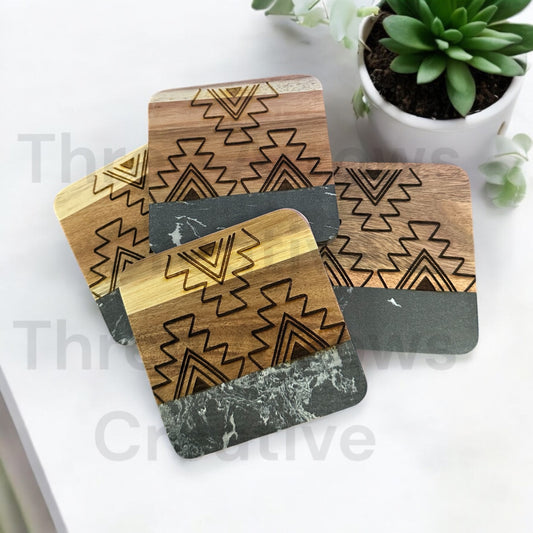 Timeless Mesa Acacia and Marble Coasters