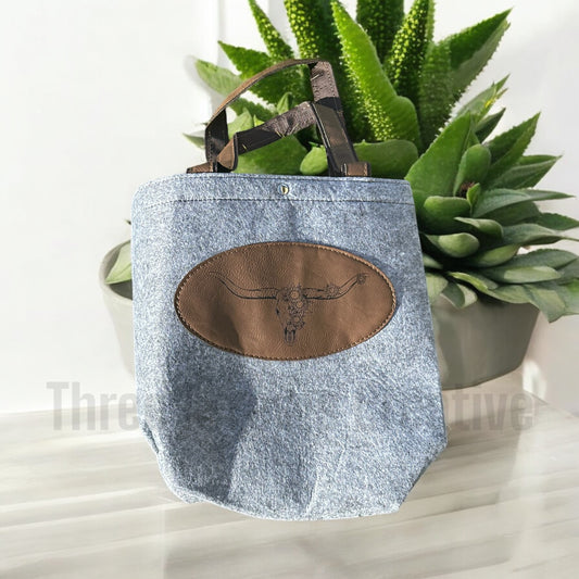 Longhorn Flannel Felt Tote Bag