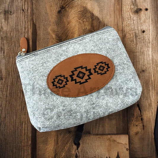 Aztec Flannel Felt Zippered Bag