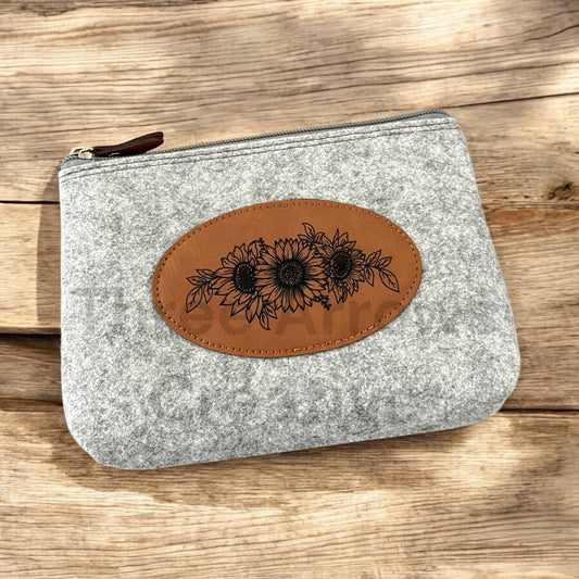 Sunflower Flannel Felt Zippered Pouch
