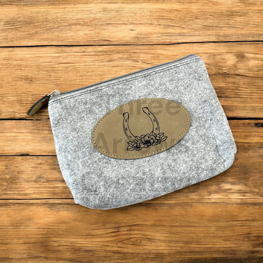 Lucky Flannel Felt Zippered Pouch