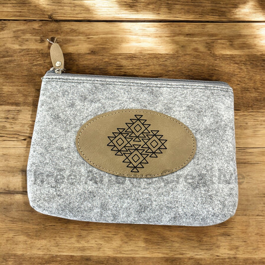 Aztec Diamond Flannel Felt Zippered Pouch
