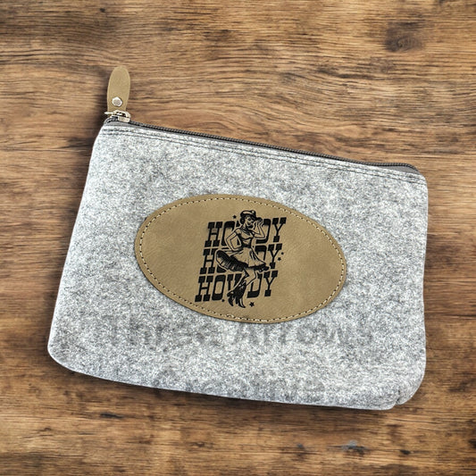 Howdy Flannel Felt Zippered Bag