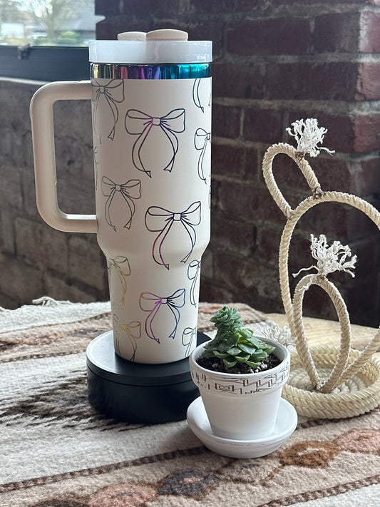 White Rainbow Bow Tumbler
